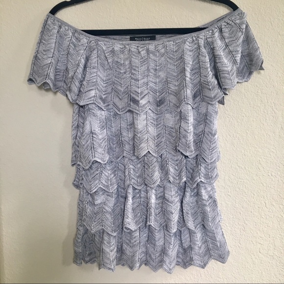 White House Black Market Woven Ruffle Top - S - Picture 1 of 6